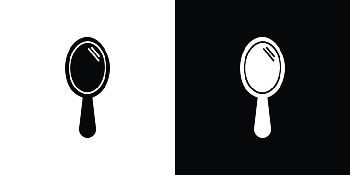 Mirror icon in flat version on black and white background