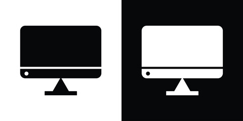 Leinwandbilder - Monitor icon in flat version on black and white background