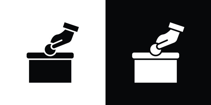 Money donation icon in flat version on black and white background