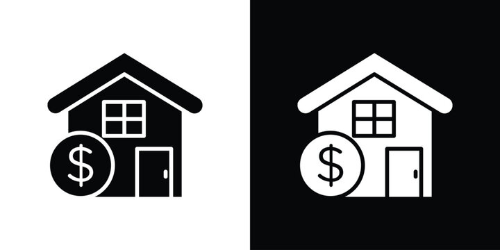 Mortgage icon in flat version on black and white background