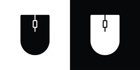 Poster - Mouse icon in flat version on black and white background