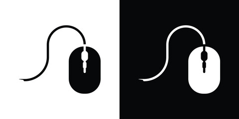 Poster - Mouse icon in flat version on black and white background
