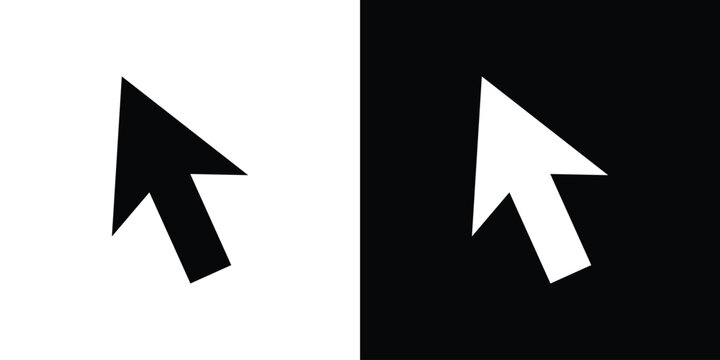 Mouse pointer icon in flat version on black and white background