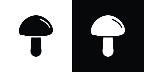 Aufkleber - Mushroom icon in flat version on black and white background