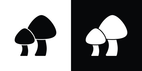 Aufkleber - Mushroom icon in flat version on black and white background