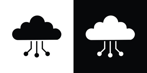 Aufkleber - Network cloud icon in flat version on black and white background