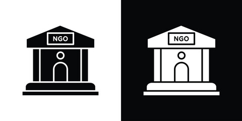 Aufkleber - NGO Building icon in flat version on black and white background