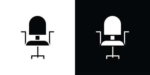 Aufkleber - Office chair icon in flat version on black and white background