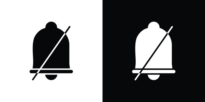 Notification off icon in flat version on black and white background