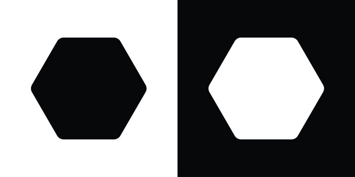 Octagon icon in flat version on black and white background