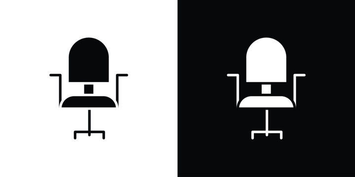 Office chair icon in flat version on black and white background