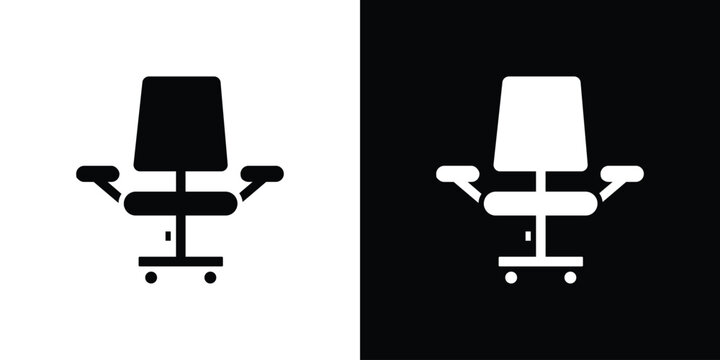 Office chair icon in flat version on black and white background