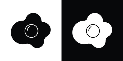 Poster - Omelet icon in flat version on black and white background