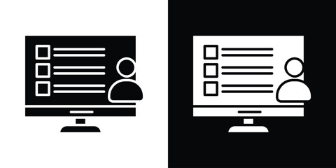 Leinwandbilder - Online course icon in flat version on black and white background