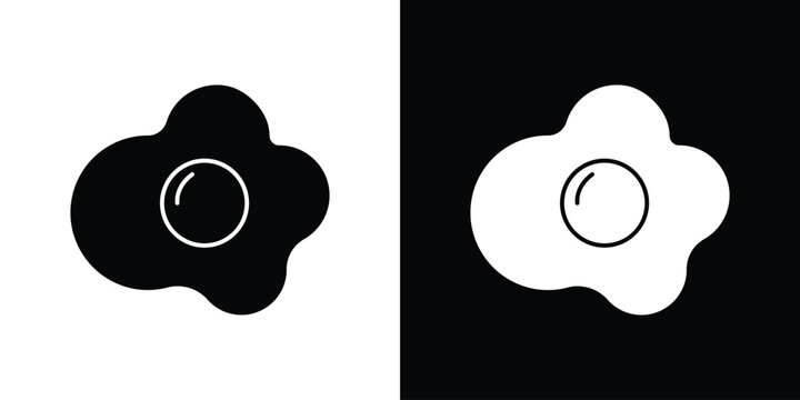 Omelet icon in flat version on black and white background