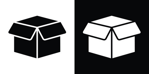Aufkleber - Open box icon in flat version on black and white background