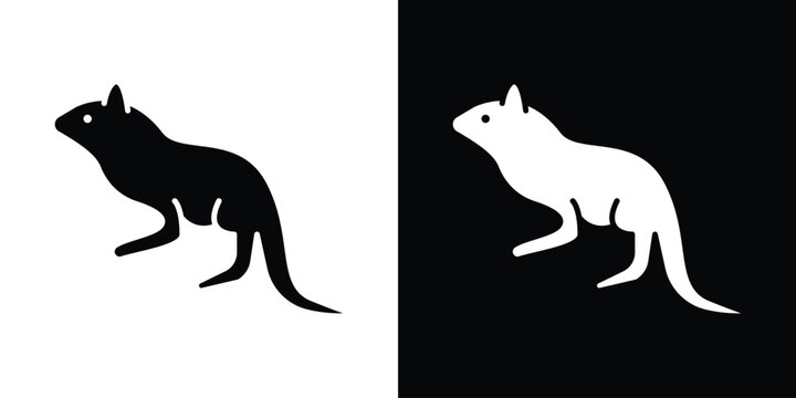 Otter icon in flat version on black and white background