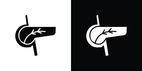Aufkleber - pancreas icon in flat version on black and white background