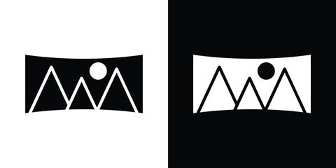 Aufkleber - Panoramic icon in flat version on black and white background