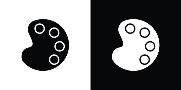 Palette icon in flat version on black and white background