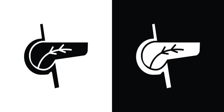 pancreas icon in flat version on black and white background