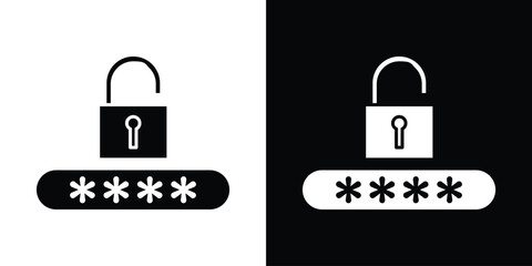 Poster - Password icon in flat version on black and white background