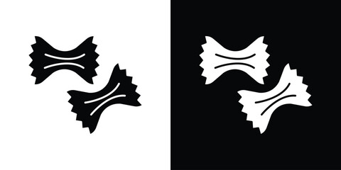 Pasta icon in flat version on black and white background