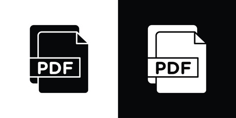 Fototapete - PDF file icon in flat version on black and white background