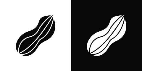 Aufkleber - Peanut icon in flat version on black and white background