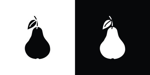 Aufkleber - Pear icon in flat version on black and white background