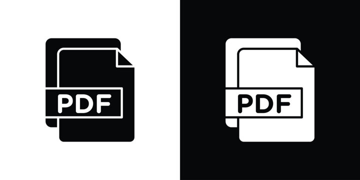 PDF file icon in flat version on black and white background