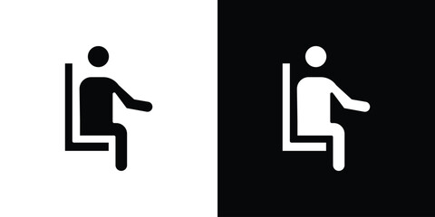 Poster - Person seat icon in flat version on black and white background