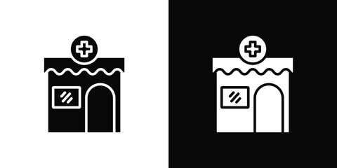 Poster - Pharmacy icon in flat version on black and white background