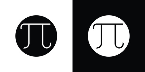 Leinwandbilder - Pi icon in flat version on black and white background