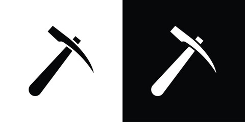 Fototapete - Pickaxe icon in flat version on black and white background