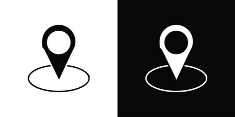 Fototapete - Pin icon in flat version on black and white background