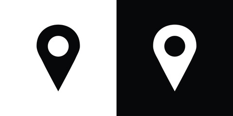 Poster - Pin icon in flat version on black and white background