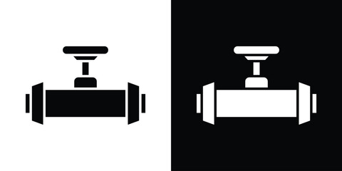 Fototapete - Pipe valve icon in flat version on black and white background