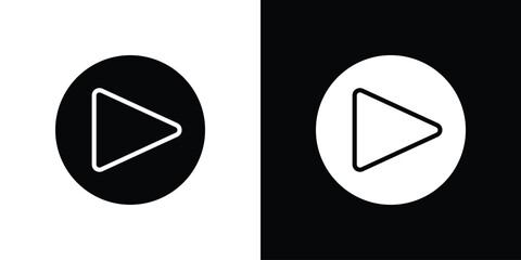 Fototapete - Play icon in flat version on black and white background