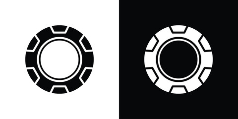 Aufkleber - Poker chip icon in flat version on black and white background