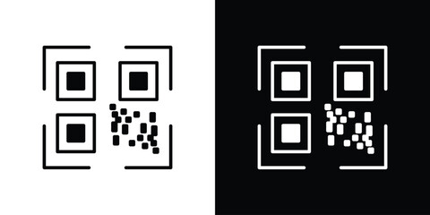 Fototapete - Qrcode icon in flat version on black and white background