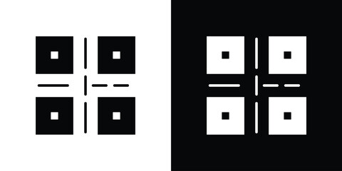 Poster - QR code icon in flat version on black and white background