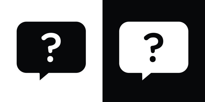 Question icon in flat version on black and white background