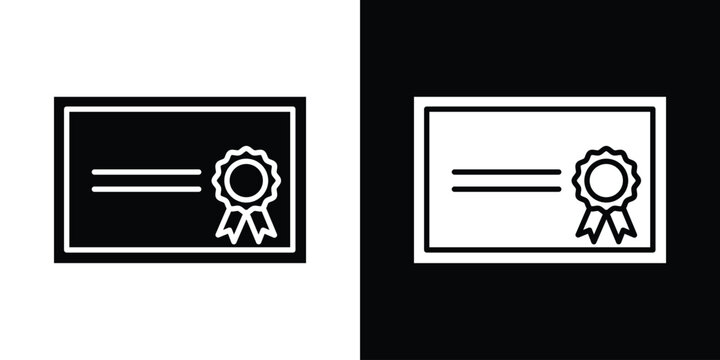 Qualification icon in flat version on black and white background