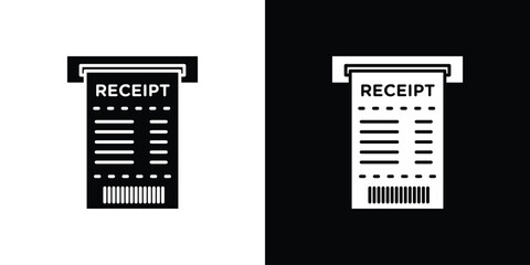 Fototapete - Receipt icon in flat version on black and white background