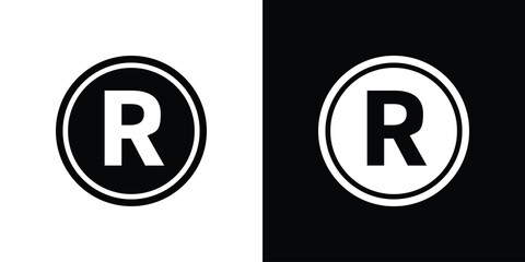 Fototapete - Registered icon in flat version on black and white background