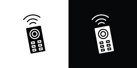 Fototapete - Remote control icon in flat version on black and white background