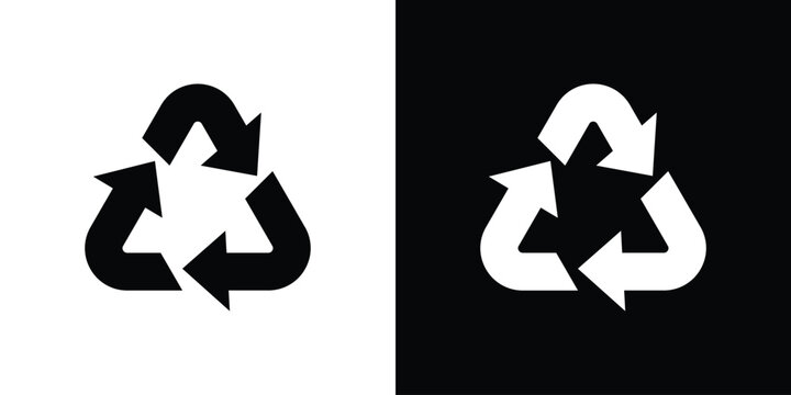 Recycling icon in flat version on black and white background