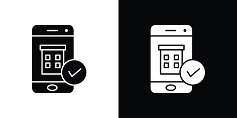 Fototapete - Reservation smartphone icon in flat version on black and white background