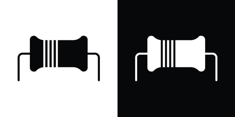 Fototapete - Resistor icon in flat version on black and white background
